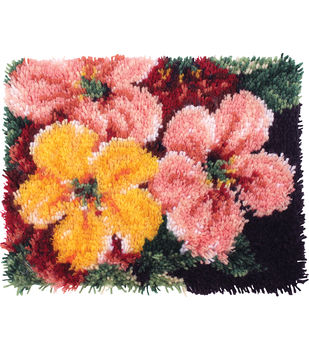 Wonderart Brilliant Blossoms Latch Hook Rug Kit 15" x 20"
