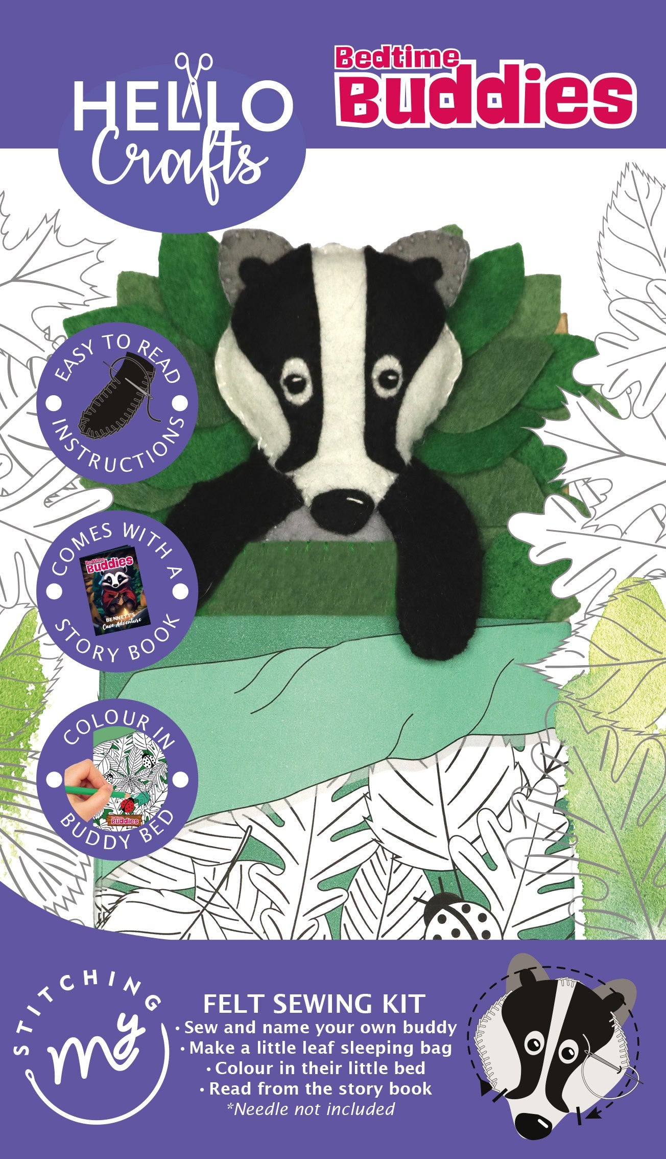 Bedtime Buddies Felt Sewing Kit - Bennett the Badger