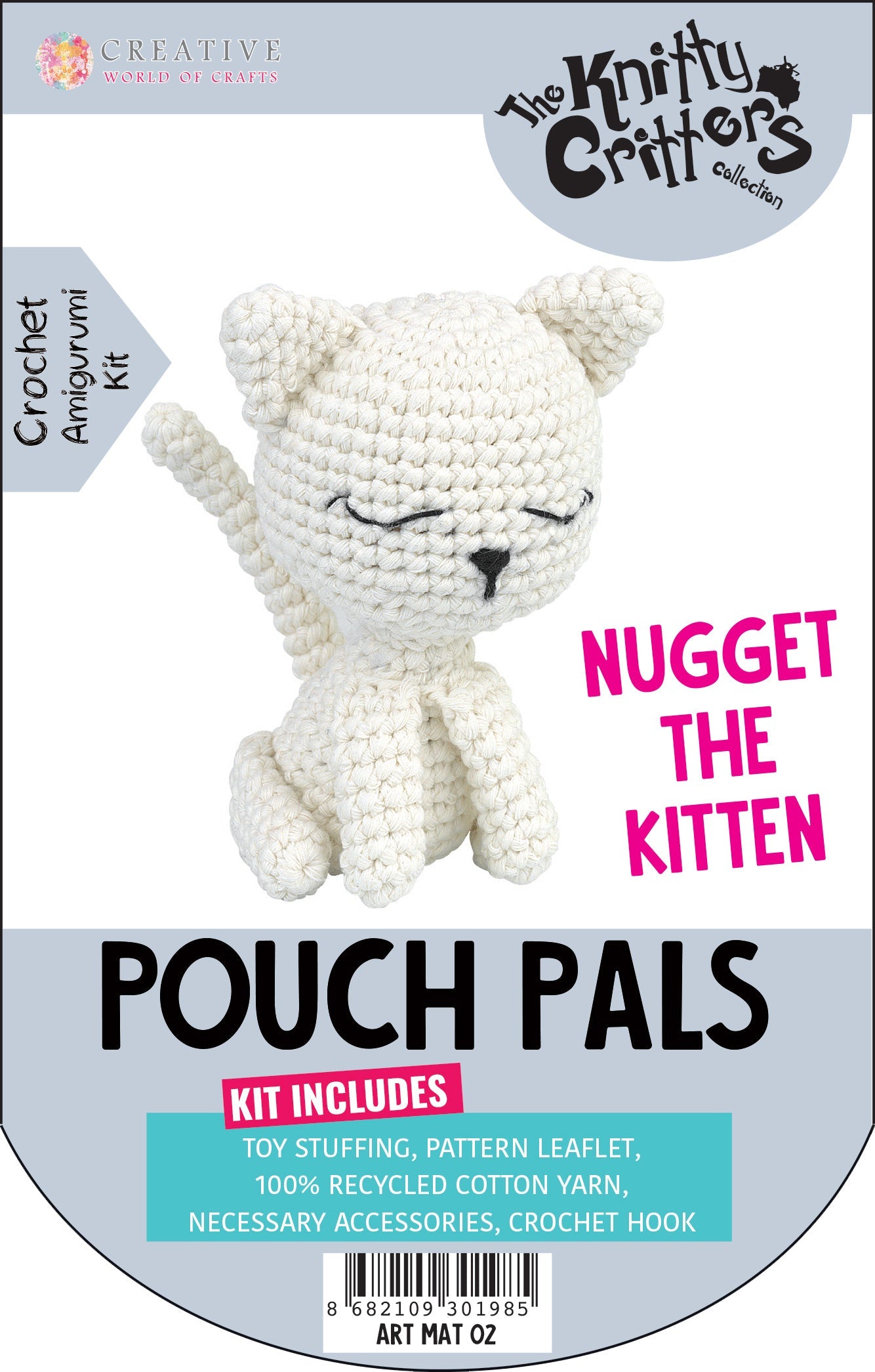 Knitty Critters - Pouch Pals - Nugget The Kitten