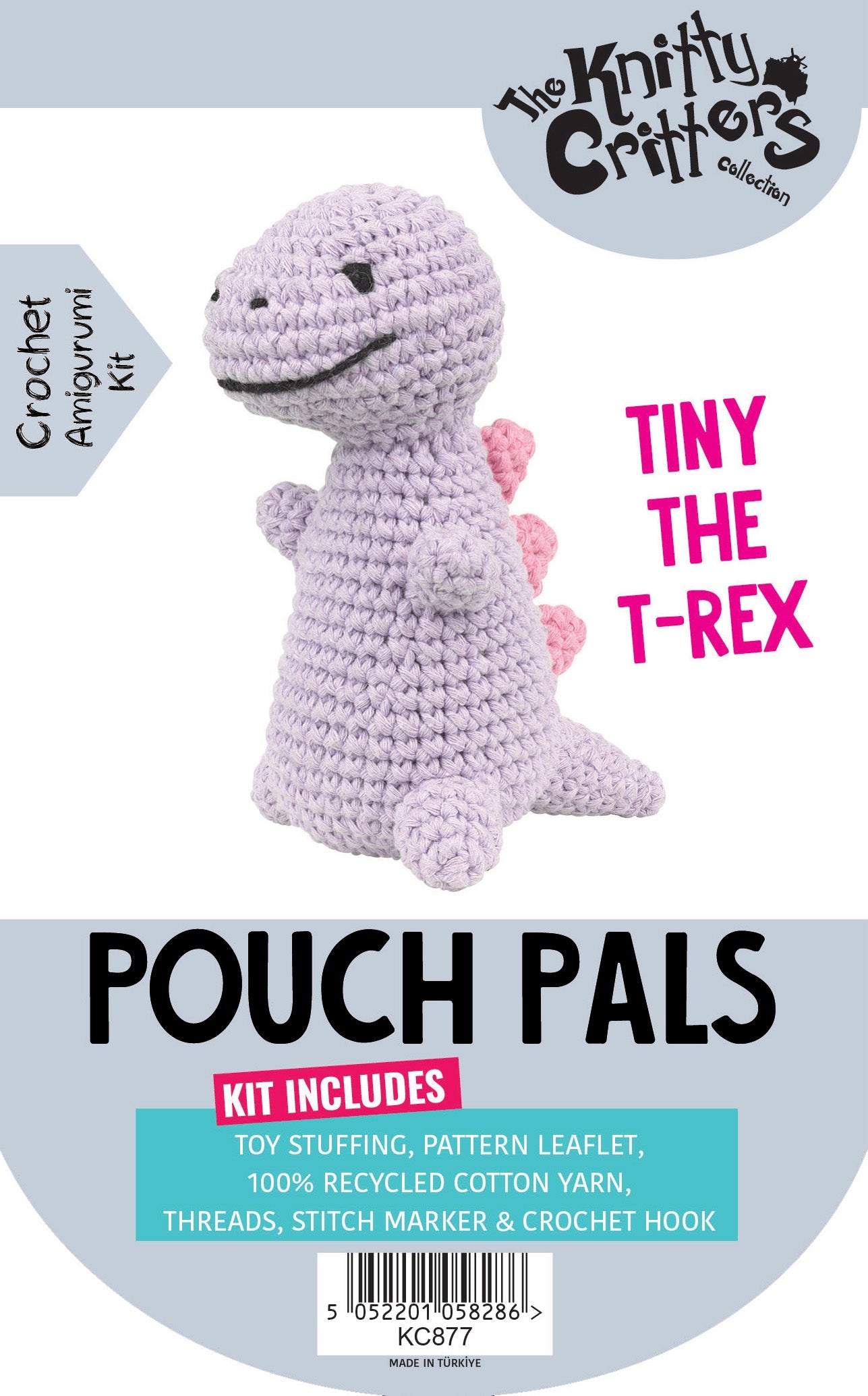 Knitty Critters - Pouch Pals - Tiny The T-Rex