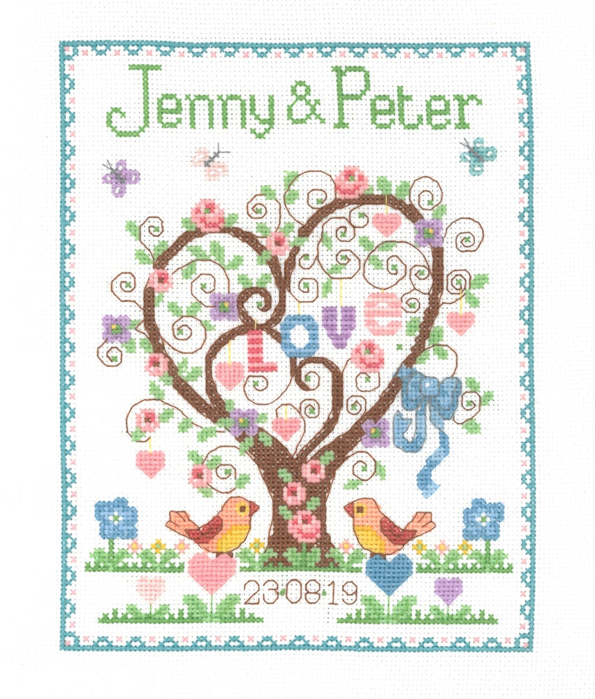 Celebration Counted Cross Stitch - Love Heart Wedding Sampler