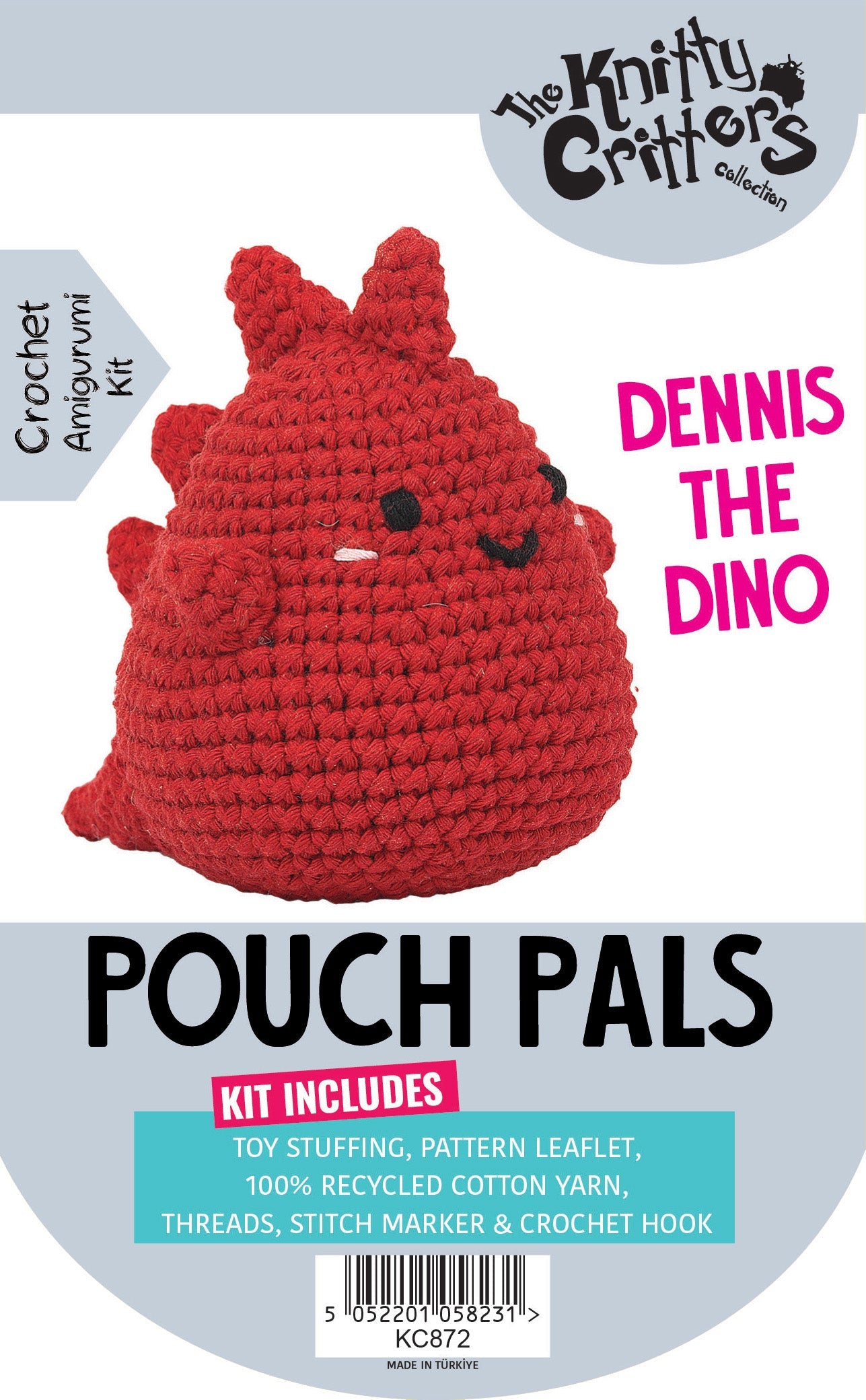 Knitty Critters - Pouch Pals - Dennis The Dino