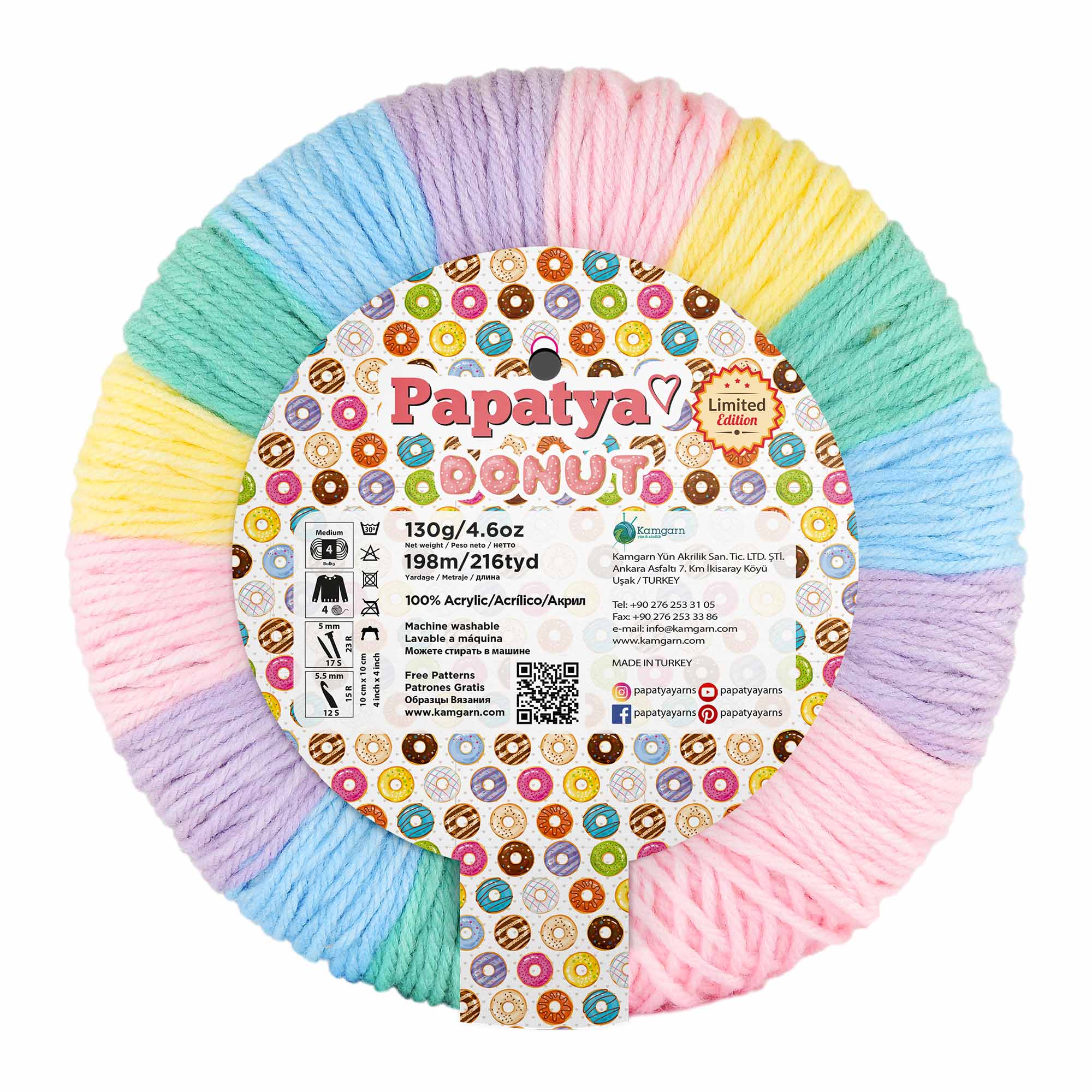 Papatya Donut Aran Yarn - Prints: 130gr / 198m | Solids: 190gr / 320m