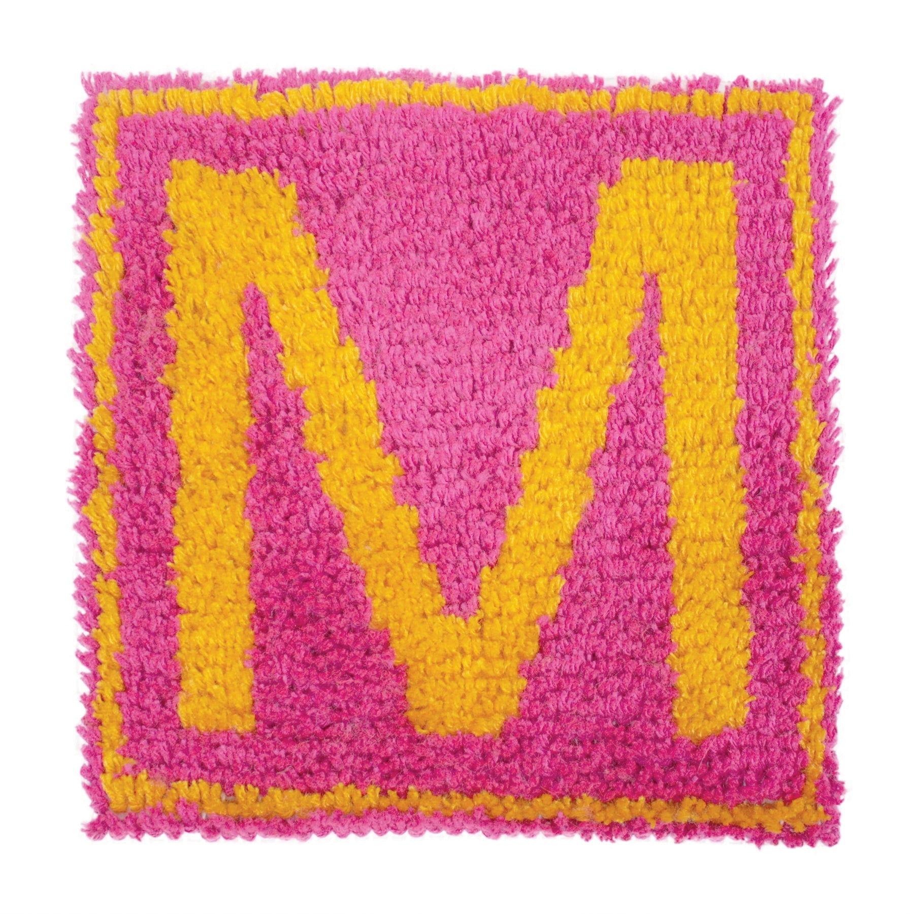 Wonderart Latch Hook Kit - Monogram Pink 12" x 12"